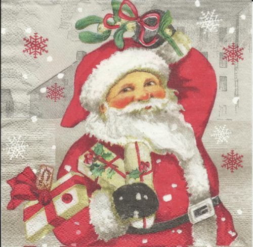 Serviette Santa mit Geschenken