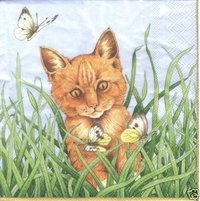 Serviette Katze mit Schmetterlingen