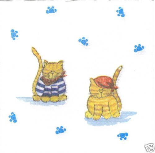 Serviette 2 kleine Katzen