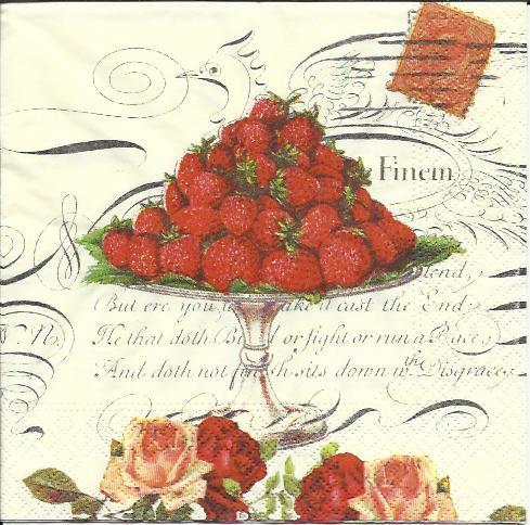 Serviette Regina ! Schale mit Erdbeeren