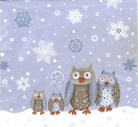 Serviette Winter Owls ! Eulenfamilie