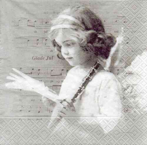 Serviette kleiner Engel mit Flöte
