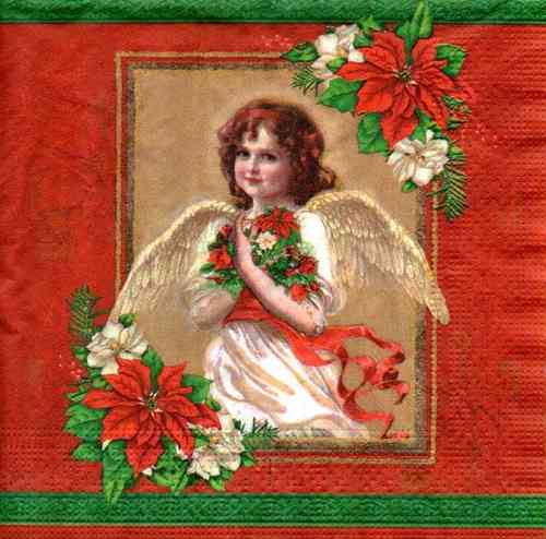 Serviette Engel mit Weihnachtsstern