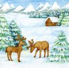 Serviette Hirsche im Schnee