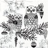 Serviette Owl Ornament white black