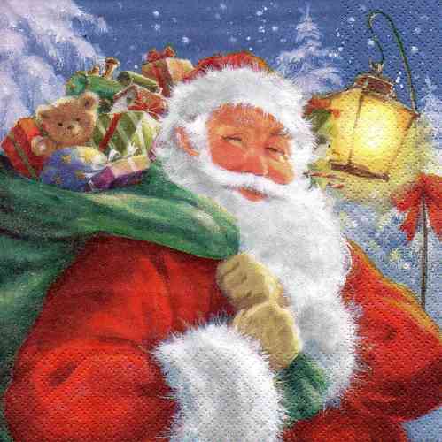 Serviette Santa with his Presents