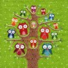 Serviette Owl Family Tree oliv