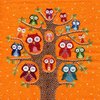 Serviette Owl Family Tree pumpkin