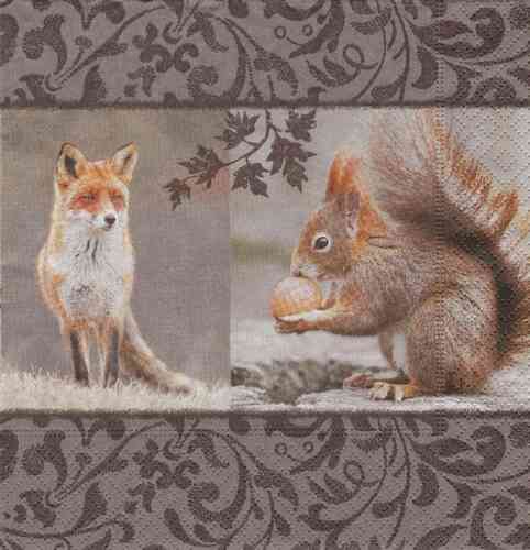 Serviette Fox meets Squirrel