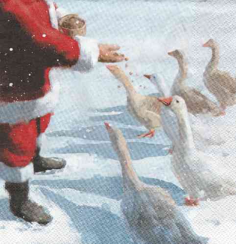 Serviette Goose and Santa