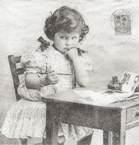 Serviette Girl writing